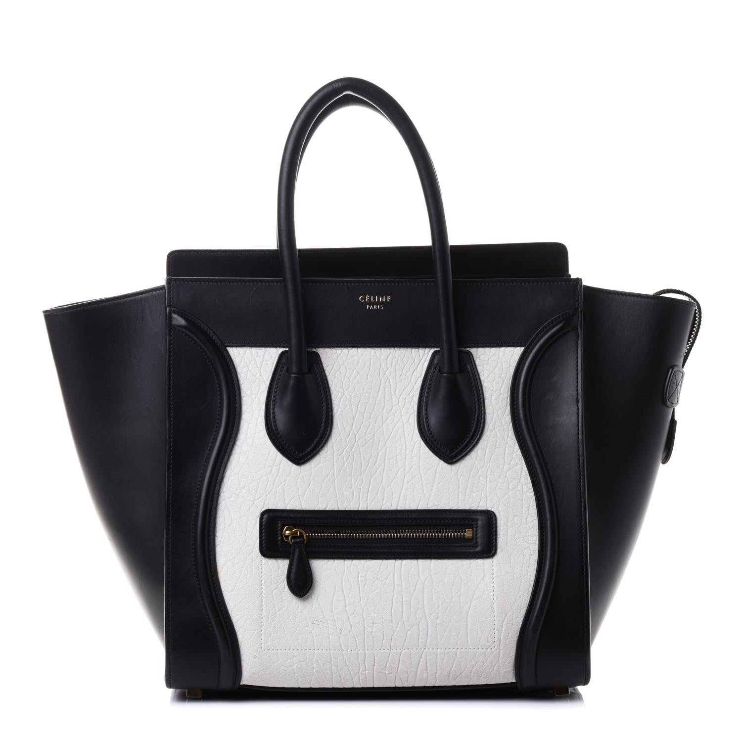 Celine Elephant Calfskin Mini Bi-Color Luggage Black White 1 of 6