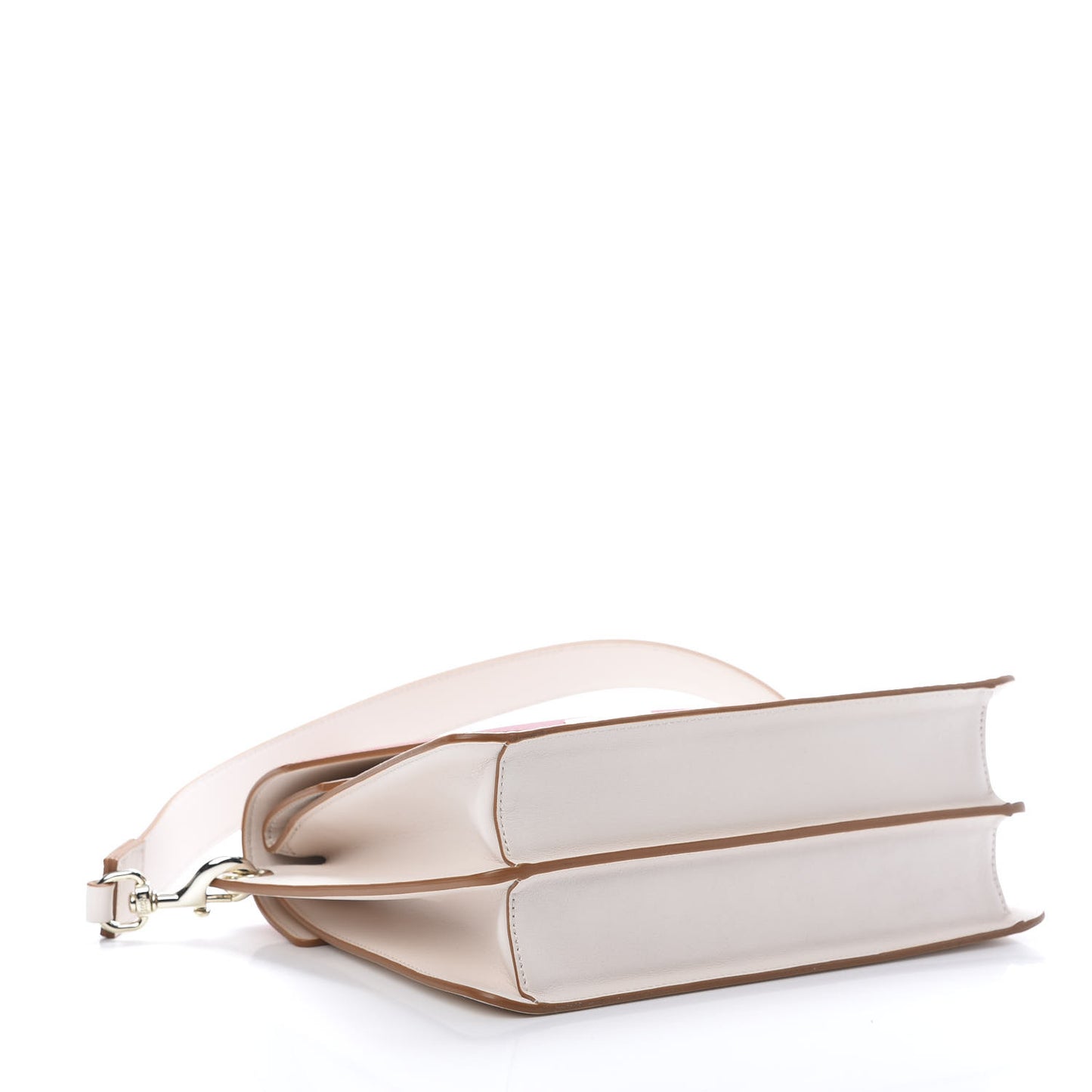 Visetos Calfskin Colorblock Mezzanin Shoulder Bag Beige Ruby Red