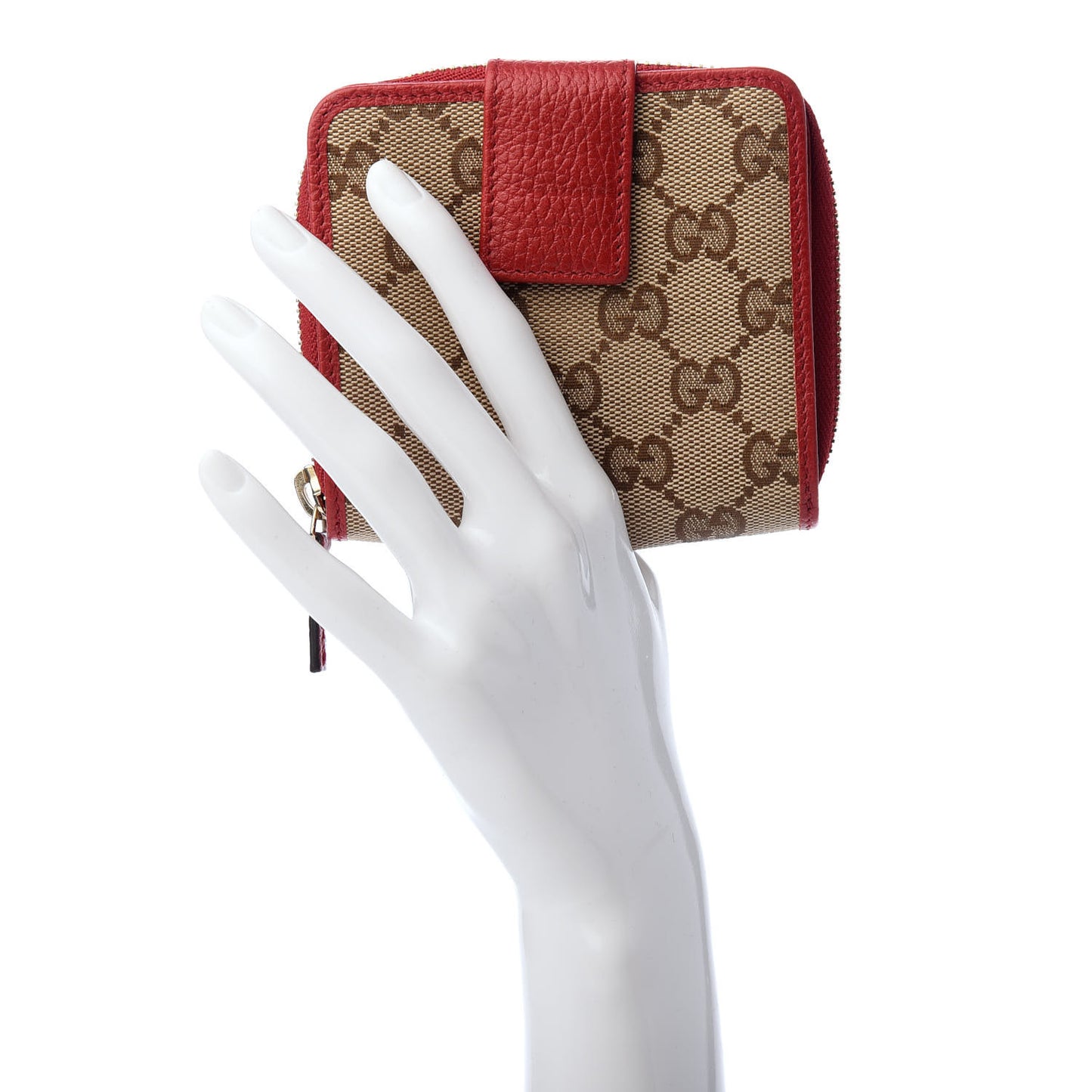 Monogram Dollar Calfskin Zip Around French Flap Wallet Beige Ebony Rosso