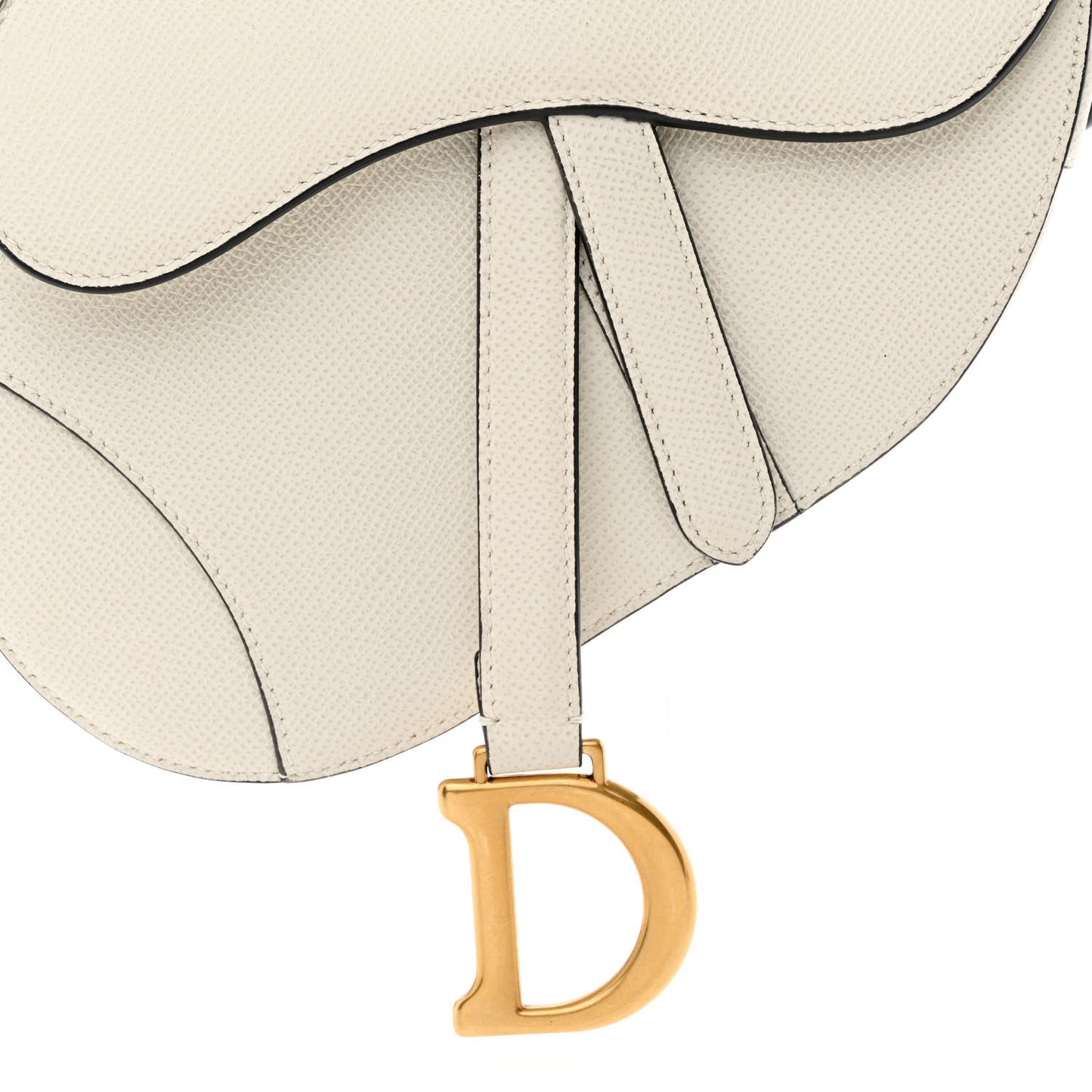 Grained Calfskin Mini Saddle Bag White