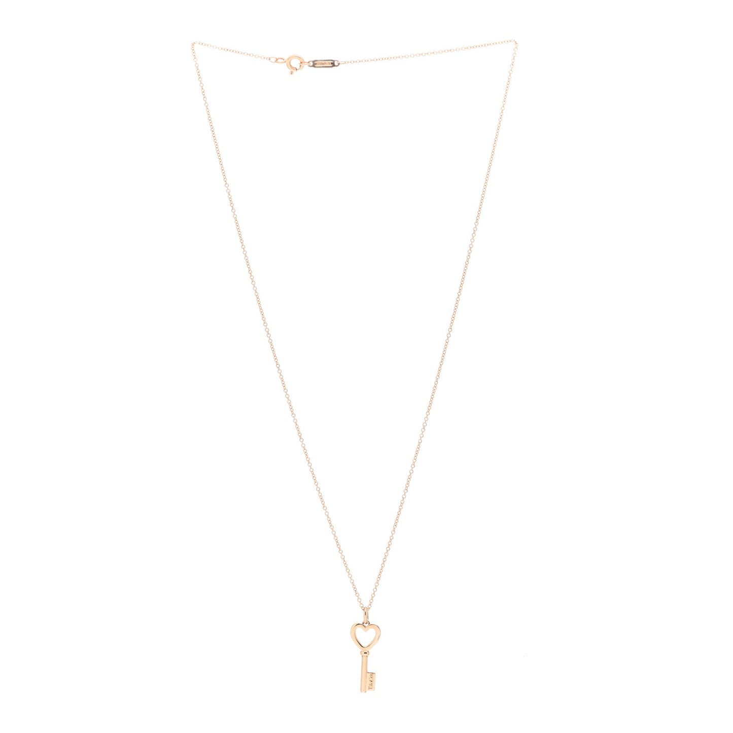 18K Rose Gold Mini Heart Key Pendant Necklace