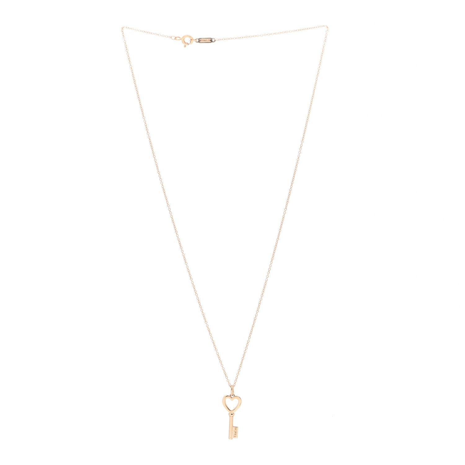Tiffany 18K Rose Gold Mini Heart Key Pendant Necklace 2 of 4