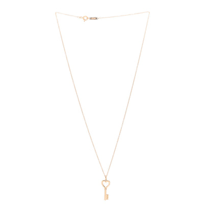 Tiffany 18K Rose Gold Mini Heart Key Pendant Necklace 2 of 4