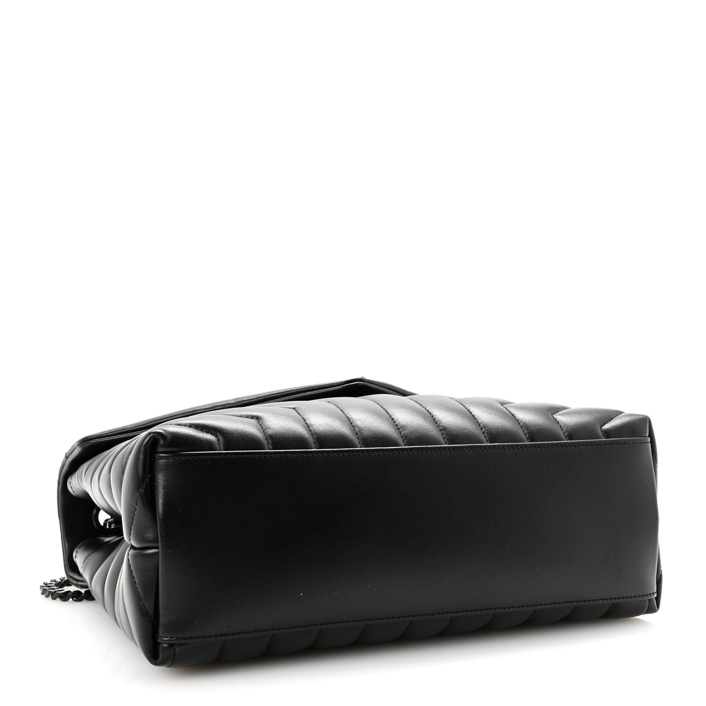Calfskin Y Quilted Monogram Monochrome Medium Loulou Chain Satchel Black