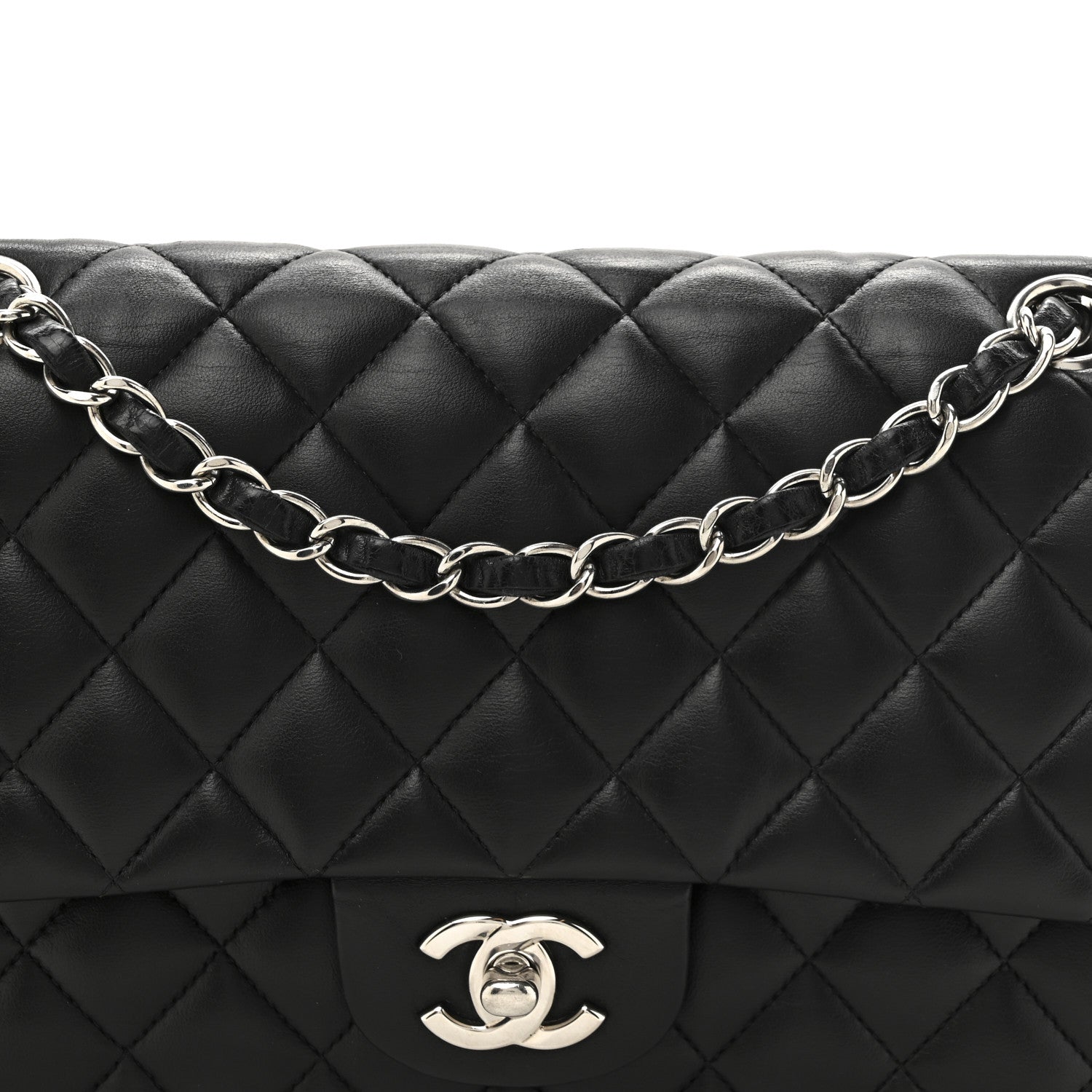 Chanel Lambskin Quilted Medium Double Flap Black 8 of 18