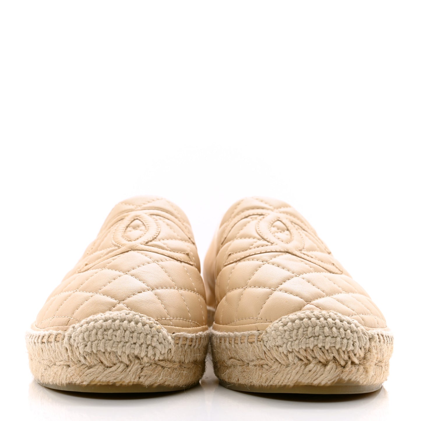 Lambskin Quilted CC Espadrilles 40 Beige