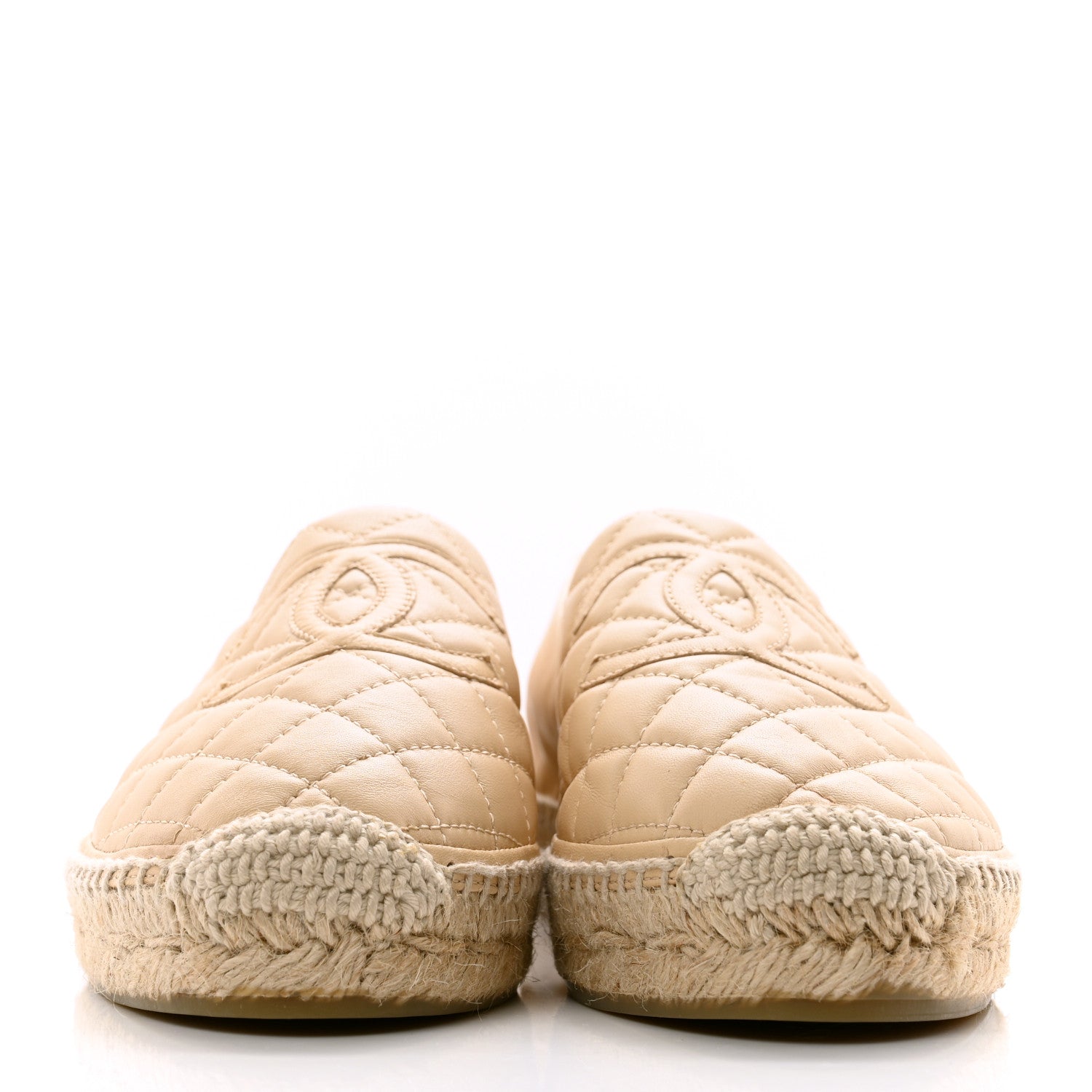 Chanel Lambskin Quilted CC Espadrilles 40 Beige 2 of 9