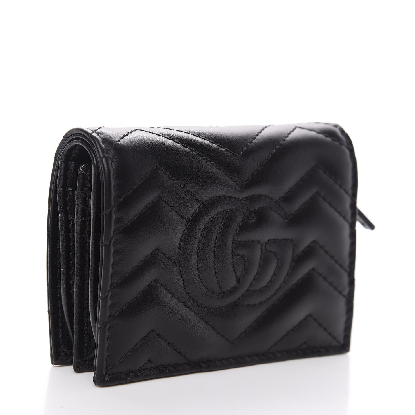 Calfskin Matelasse GG Marmont Card Case Wallet Black