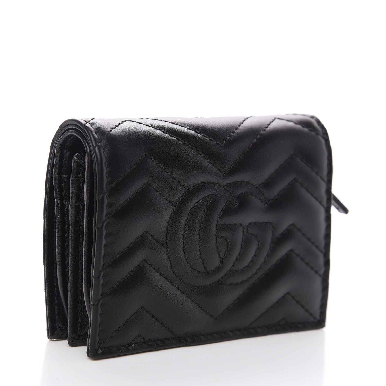 Gucci Calfskin Matelasse GG Marmont Card Case Wallet Black 2 of 8