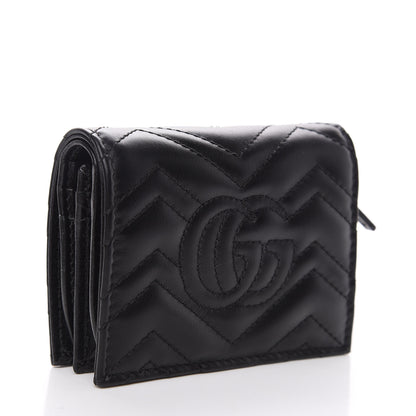 Gucci Calfskin Matelasse GG Marmont Card Case Wallet Black 2 of 8