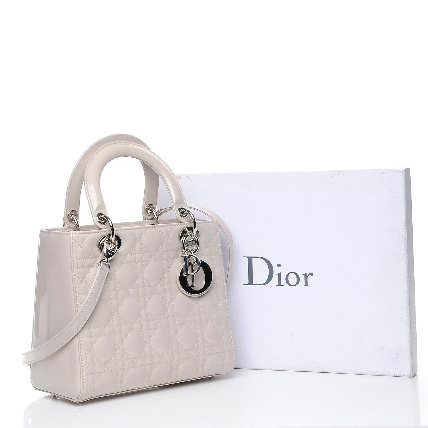 Christian Dior Patent Cannage Medium Lady Dior Grey 9 of 9