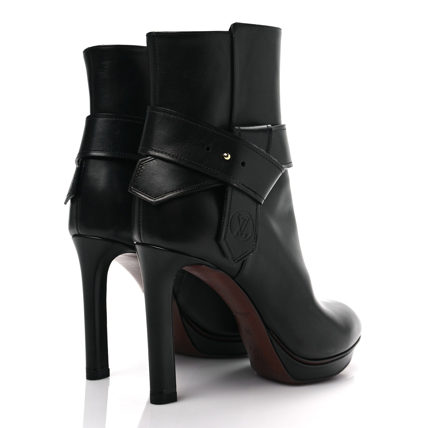 Louis Vuitton Calfskin Belted Platform Ankle Boots 36 Black 4 of 6