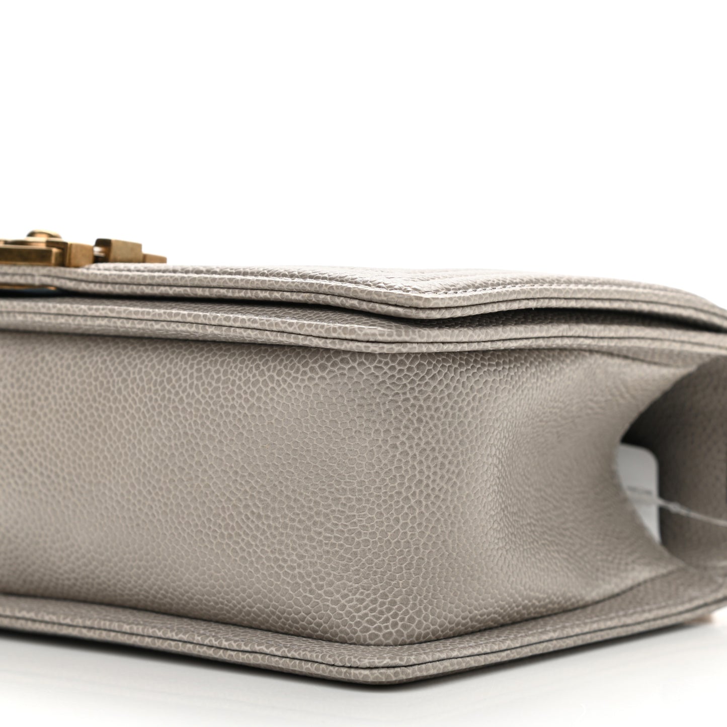 Caviar Quilted Medium Boy Flap Light Grey