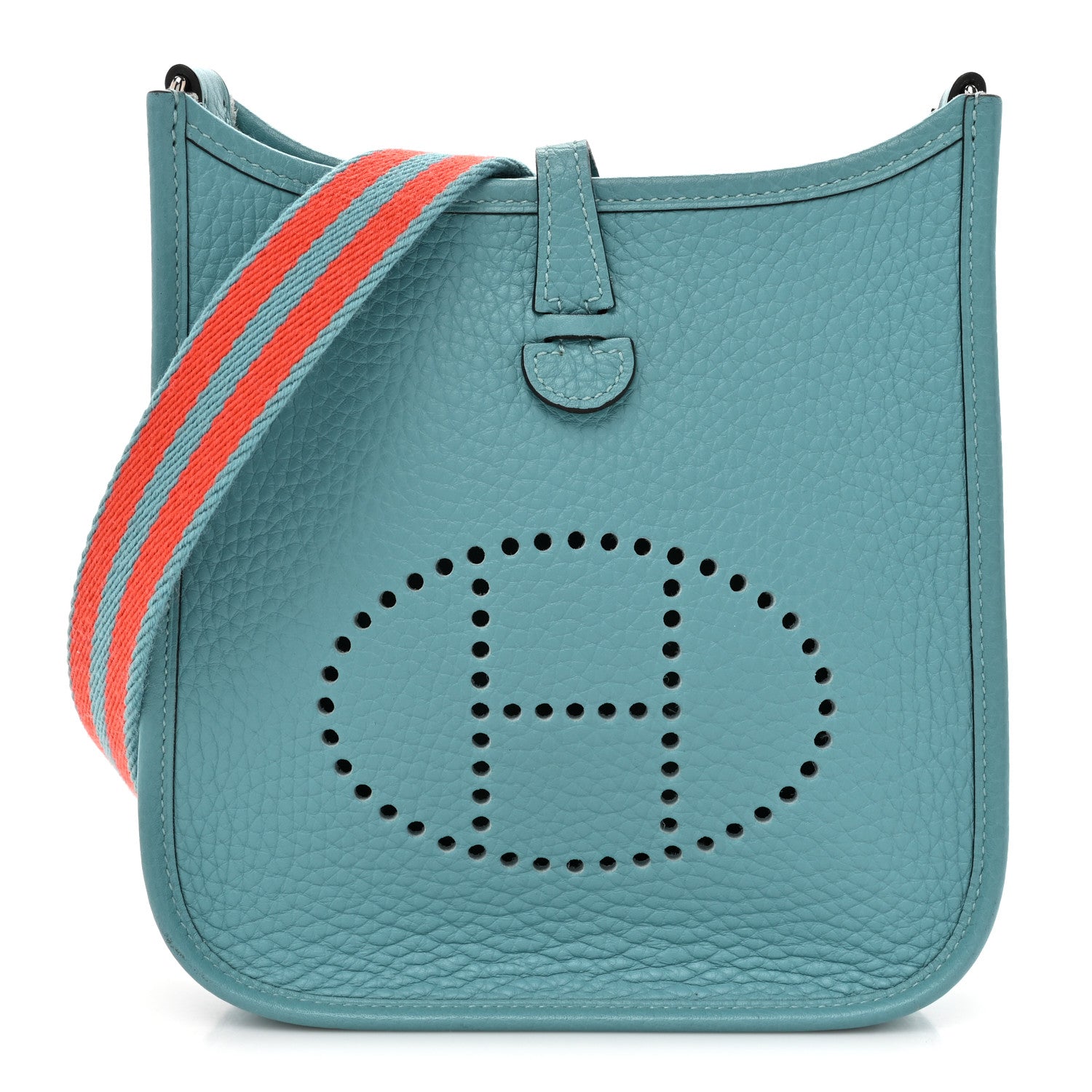 Hermes Taurillon Clemence Evelyne TPM Bleu Saint Cyr Orange Poppy 1 of 13