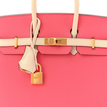 Hermes Epsom Horseshoe Birkin Sellier 25 Rose Azalee Nata 9 of 13