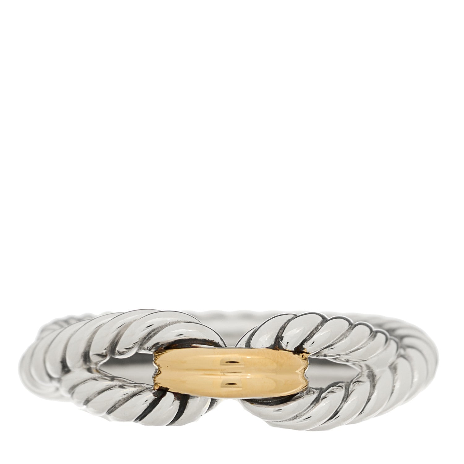 David Yurman Sterling Silver 18K Yellow Gold Cable Loop Ring 55 7.25 1 of 4