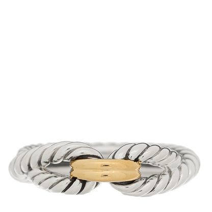 David Yurman Sterling Silver 18K Yellow Gold Cable Loop Ring 55 7.25 1 of 4