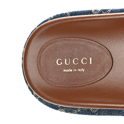 Gucci New Denim GG Monogram Angelina Platform 55mm Slide Sandals 39 Blue Tea 7 of 10