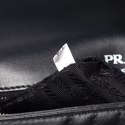 Prada Soft Calfskin Impunture Diagramme Large Chain Flap Shoulder Bag Black 7 of 9