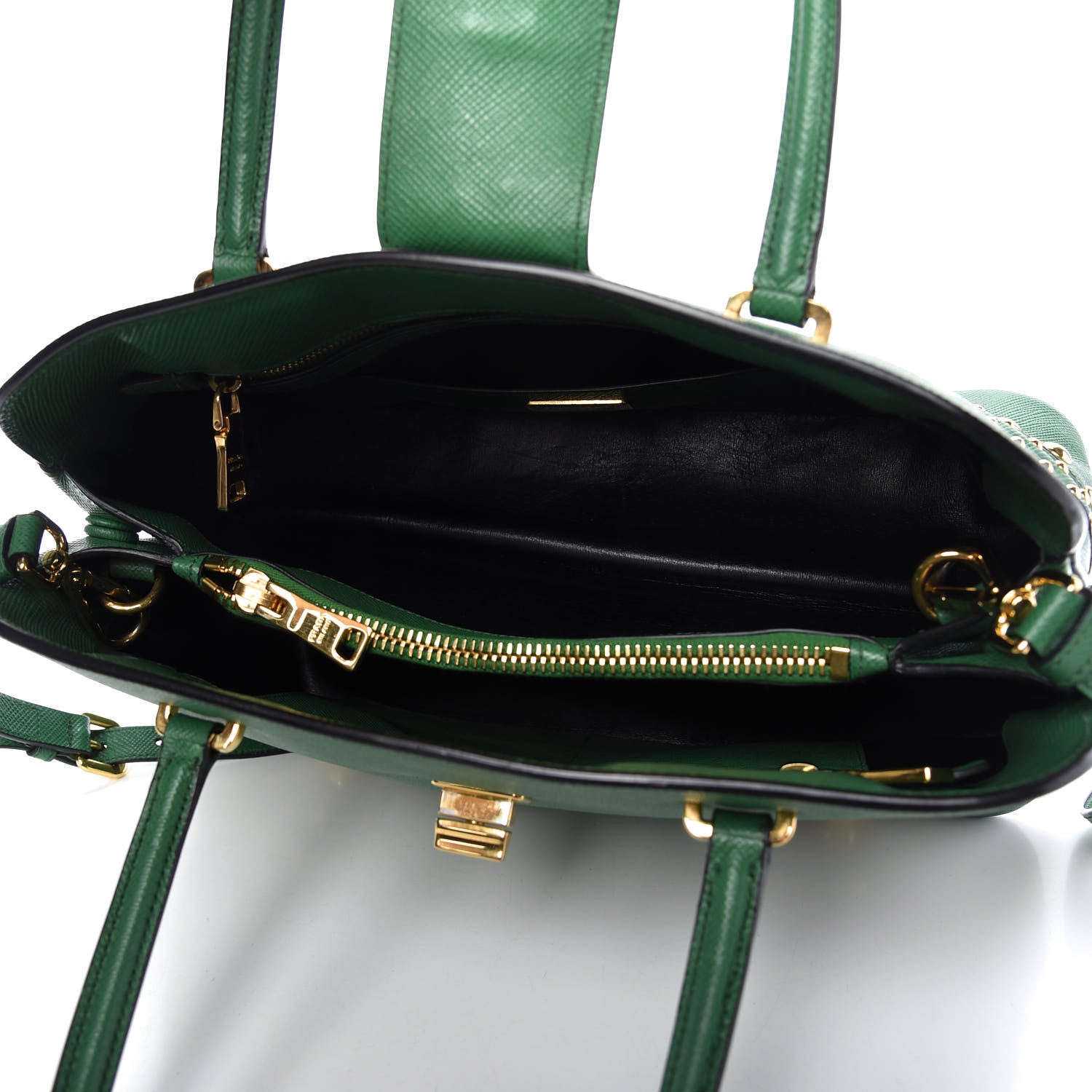 Prada Saffiano Studded Bijou Tote Verde 5 of 10