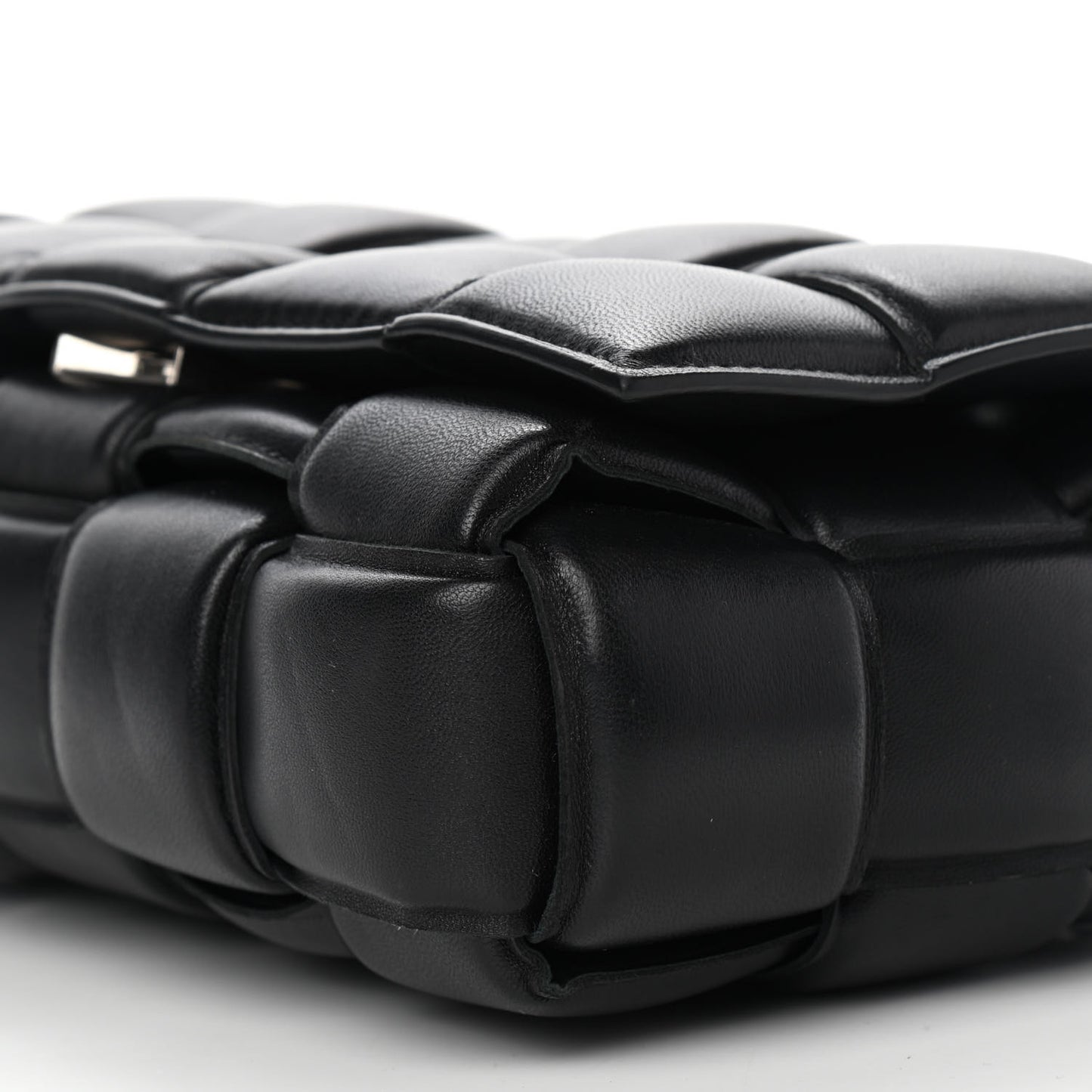 Nappa Maxi Intreccio Padded Cassette Crossbody Bag Black