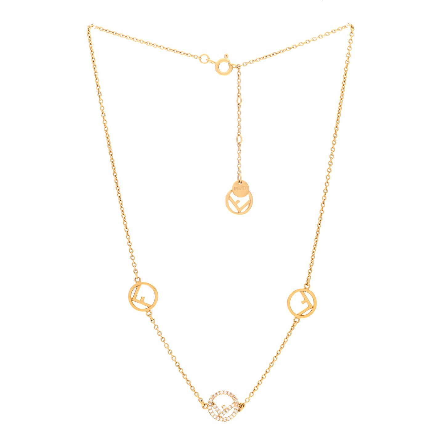 Metal Crystal F is Fendi Necklace Gold