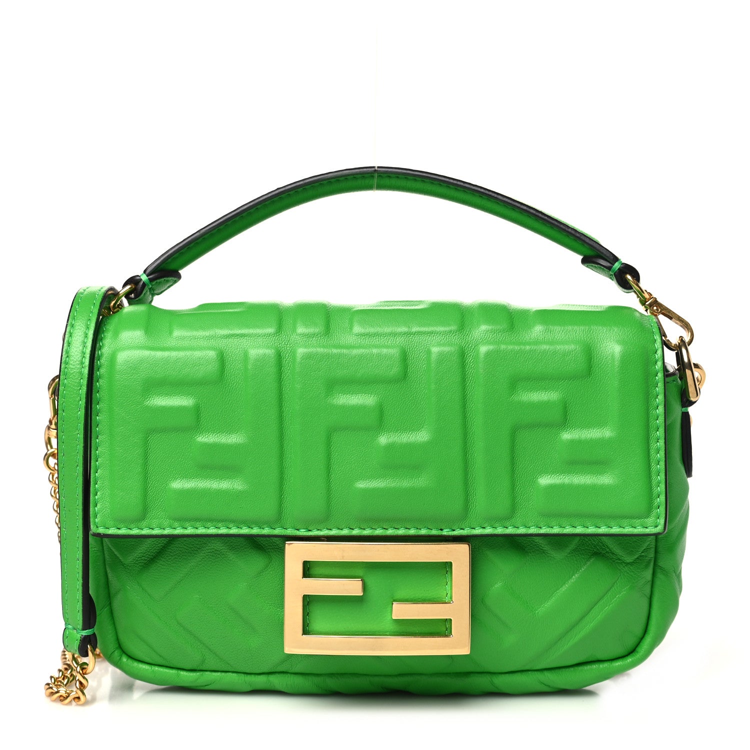 Fendi Nappa FF 1974 Embossed Mini Baguette Tomatillo 1 of 10