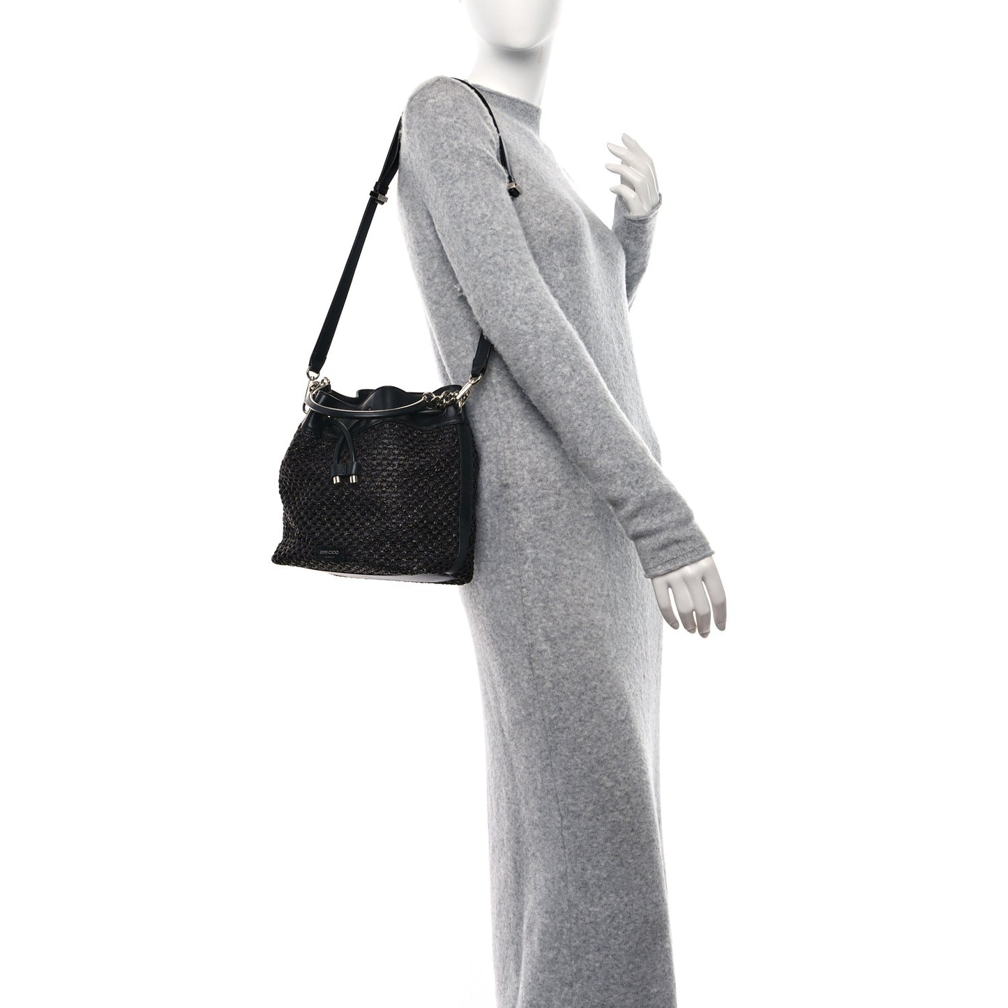 Raffia Net Bon Bon Bag Black