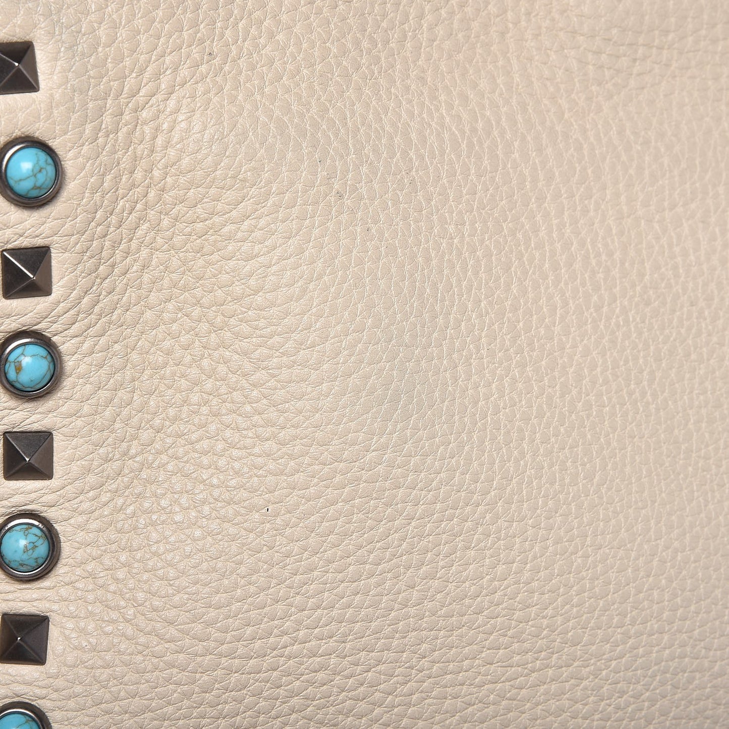 Pebbled Calfskin Tribal Small Guitar Strap Rockstud Rolling Flip-Lock Messenger Bag Ivory