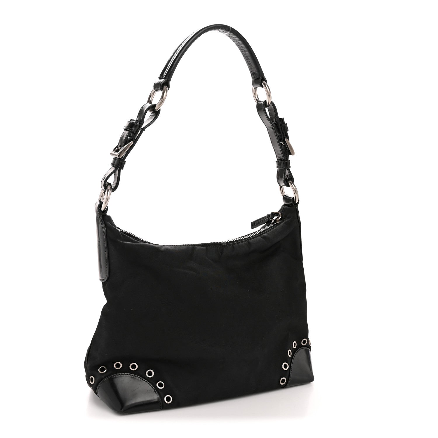 Prada Nylon Vela Grommet Tote Black 3 of 12