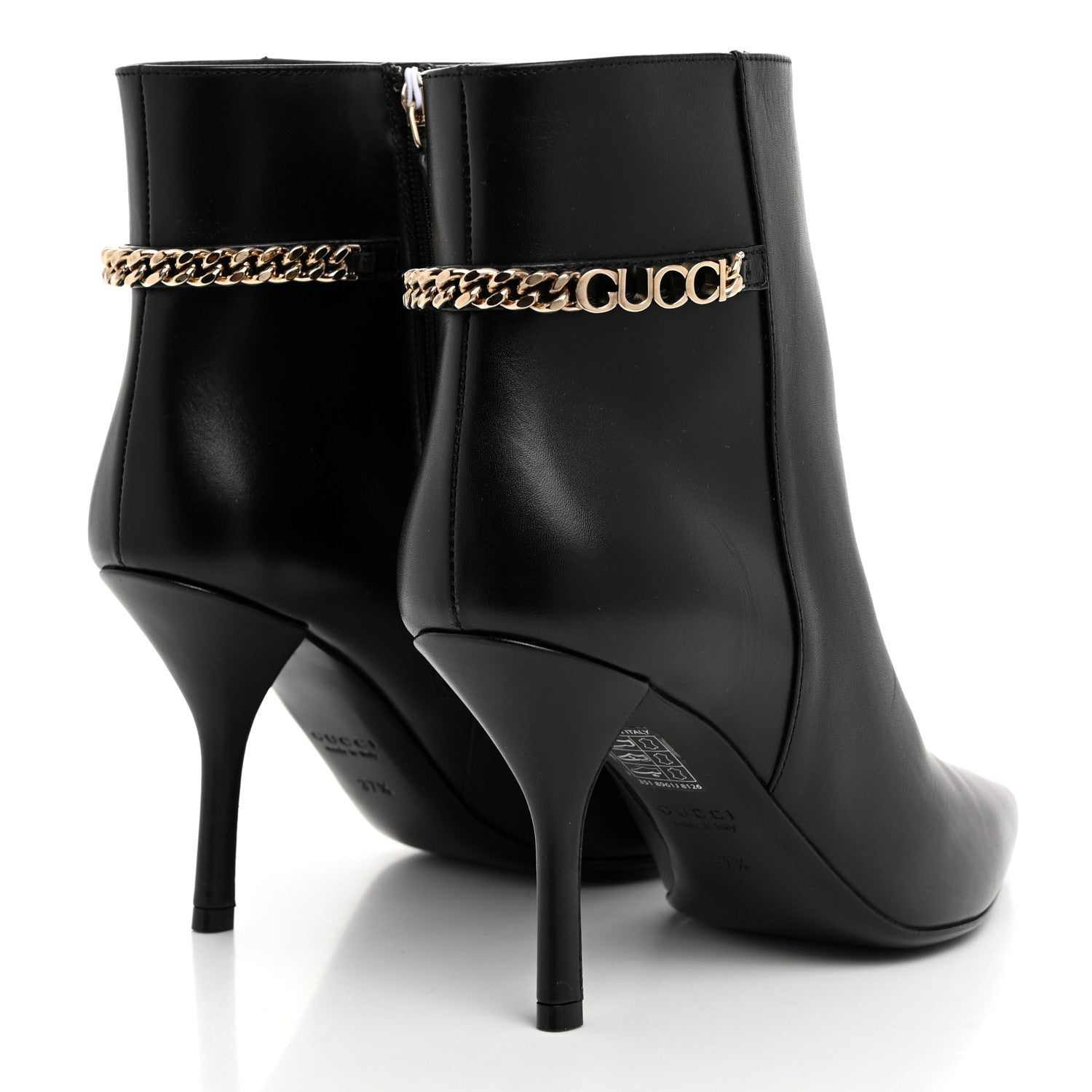 Gucci Calfskin Signoria Ankle Boots 37.5 Black 4 of 9