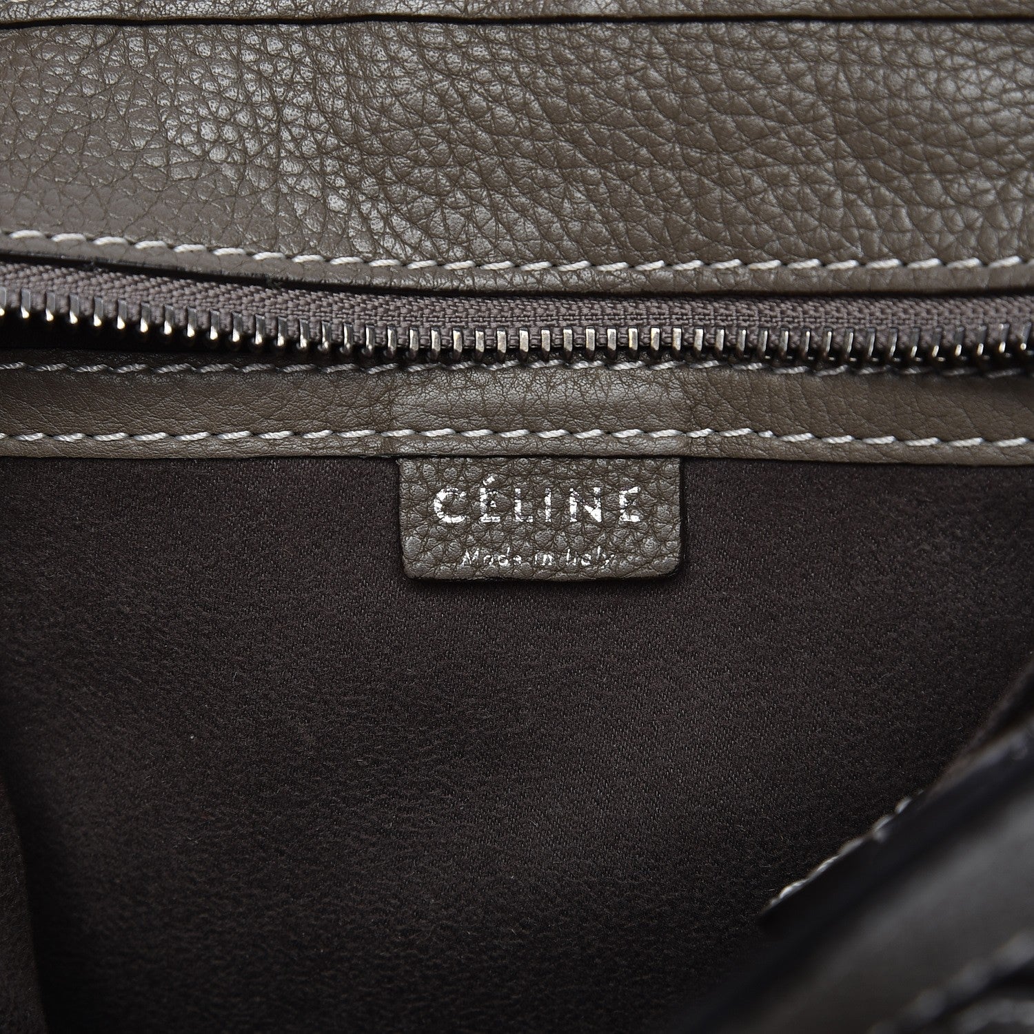 Celine Drummed Calfskin Nano Luggage Souris 6 of 10