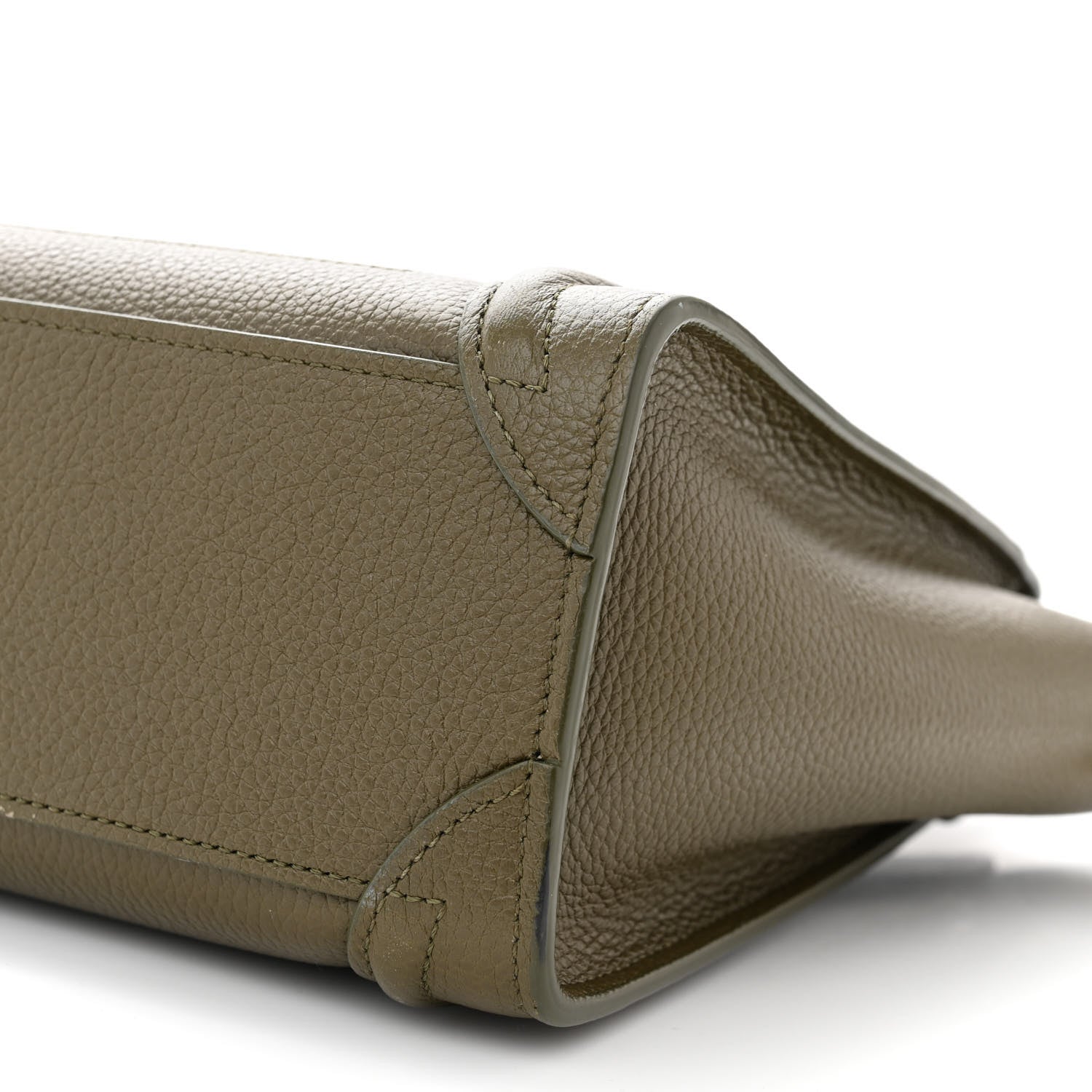 Celine Drummed Calfskin Nano Luggage Dark Olive 11 of 13