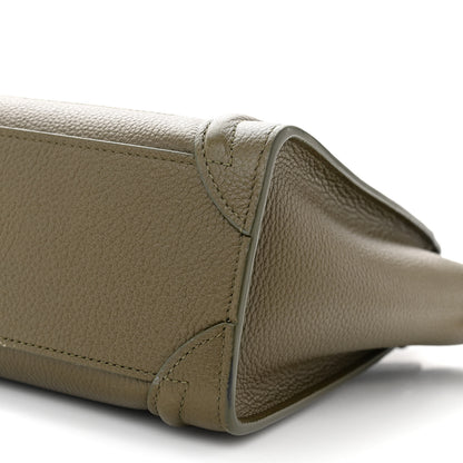 Celine Drummed Calfskin Nano Luggage Dark Olive 11 of 13
