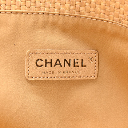 Chanel Braided Raffia Stitched Maxi Shopping Bag Dark Beige Black 7 of 11