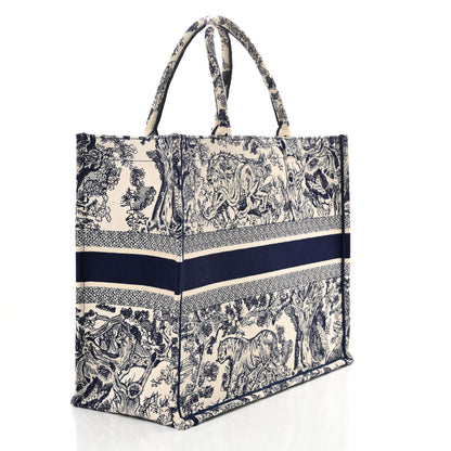 Christian Dior Canvas Embroidered Large Dioriviera Toile De Jouy Book Tote Blue 3 of 16