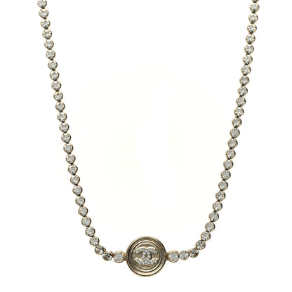 Chanel Crystal CC Chain Short Necklace Gold 1 of 6
