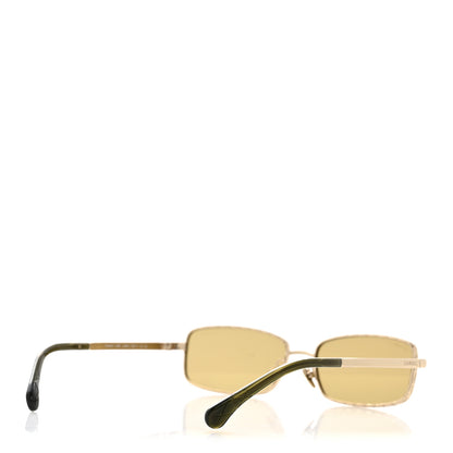 Chanel Metal Quilted Rectangle Sunglasses 4295 Green Gold 4 of 8