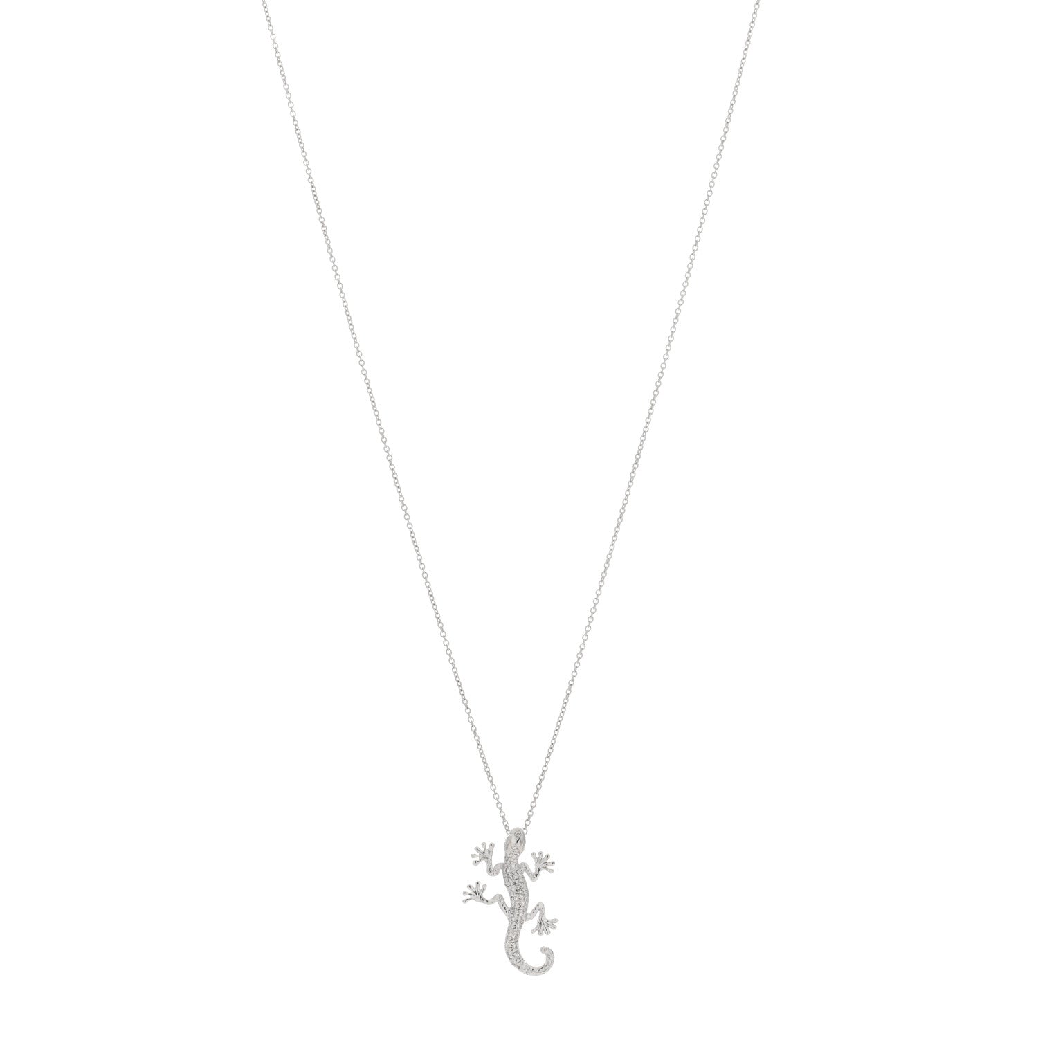 Roberto Coin 18K White Gold Diamond Tiny Treasures Gecko Pendant Necklace 1 of 4