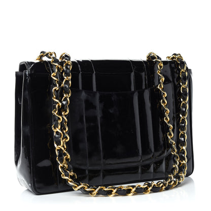 Chanel Patent Vertical Quilted Jumbo Single Flap Black 3 of 17