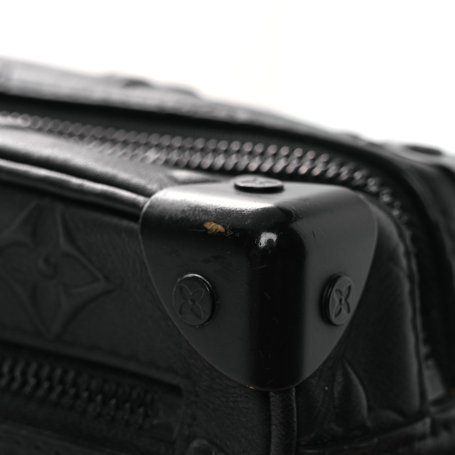 Calfskin Debossed Monogram Solar Ray Mini Soft Trunk Black
