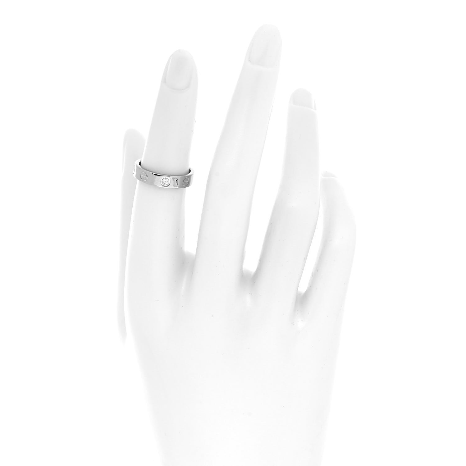 Cartier 18K White Gold Diamond 4mm LOVE Wedding Band Ring 49 4.75 2 of 4