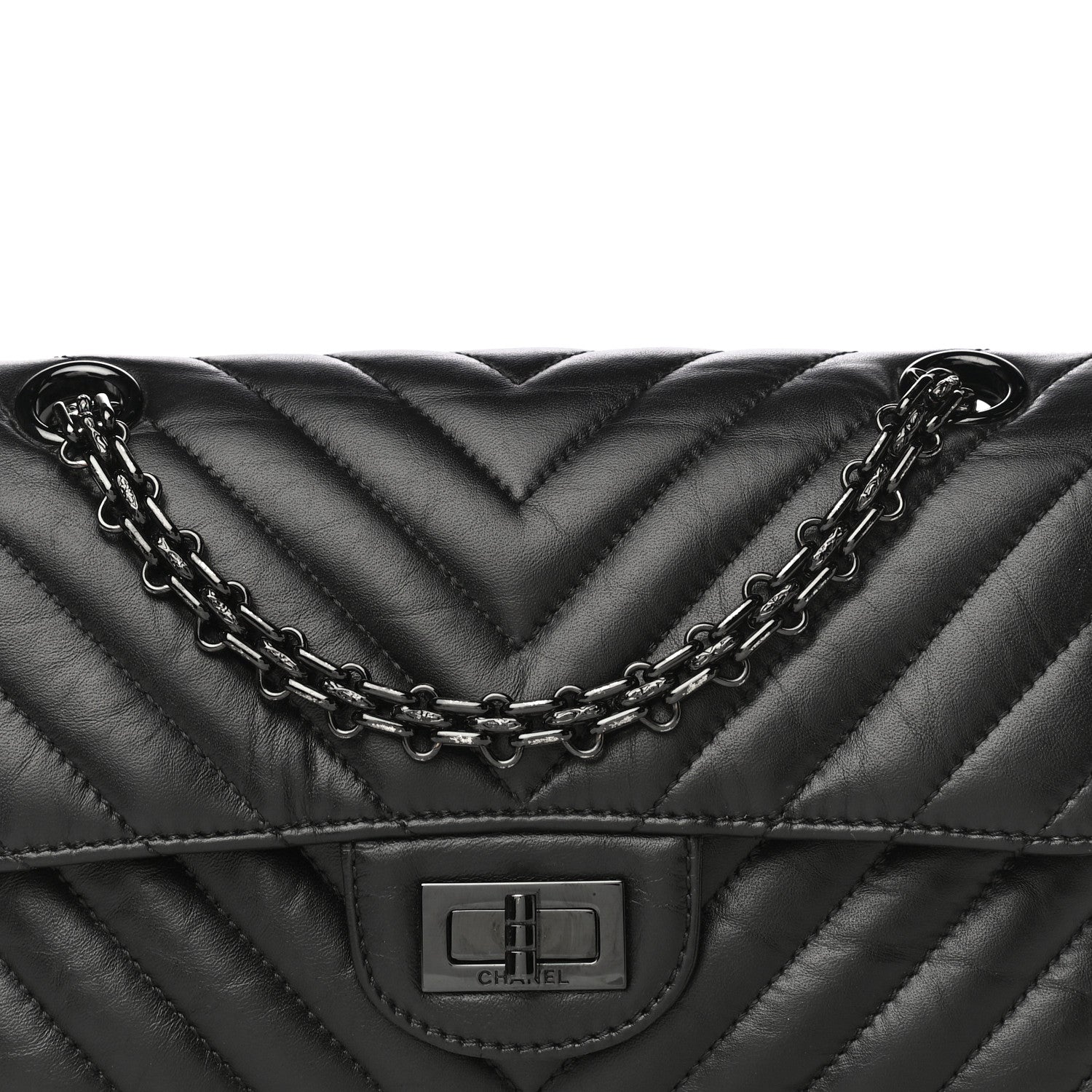 Chanel Aged Calfskin Chevron Quilted 2.55 Reissue Mini Flap So Black 8 of 10