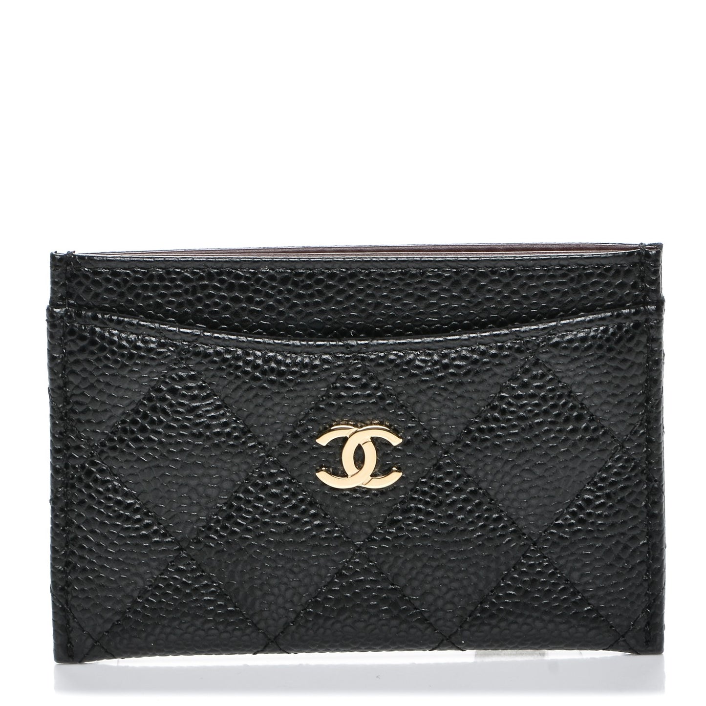 Caviar Quilted Card Holder Black