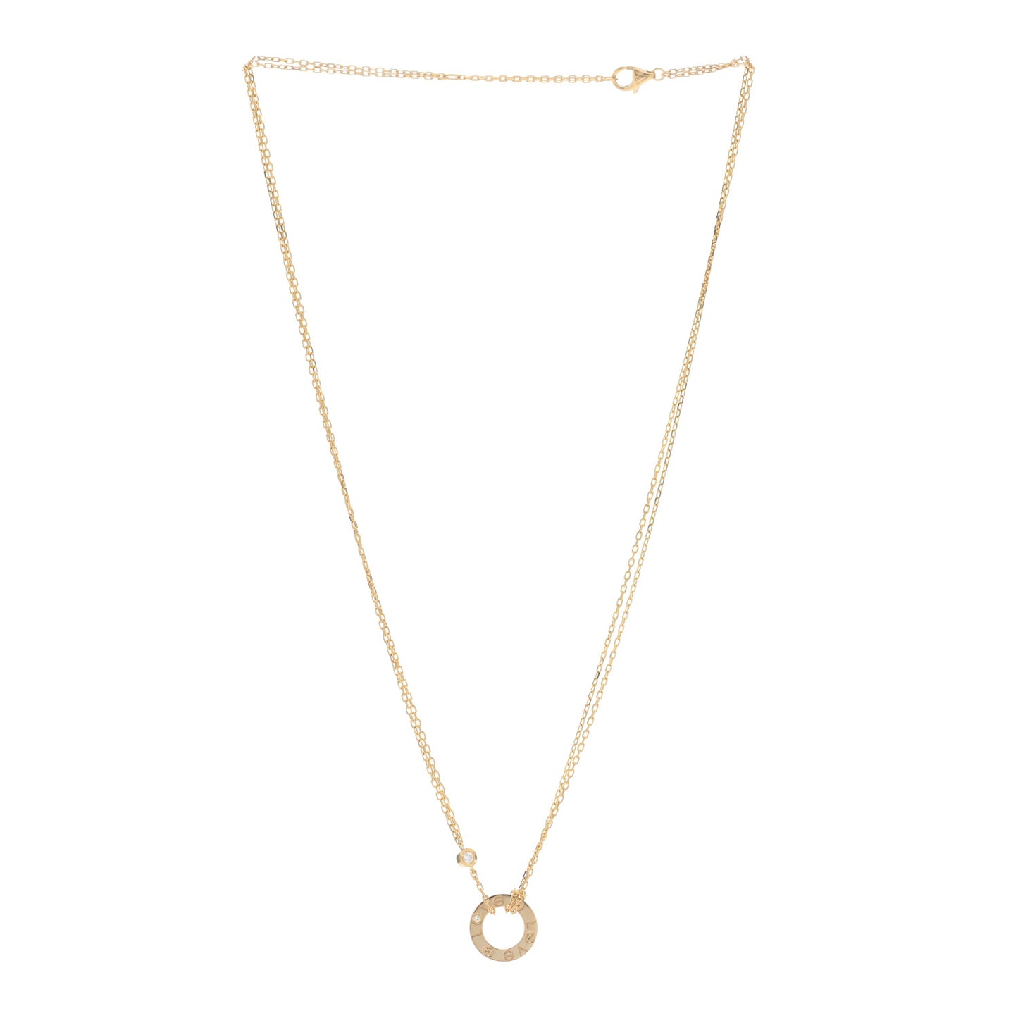 18K Yellow Gold 2 Diamond LOVE Necklace
