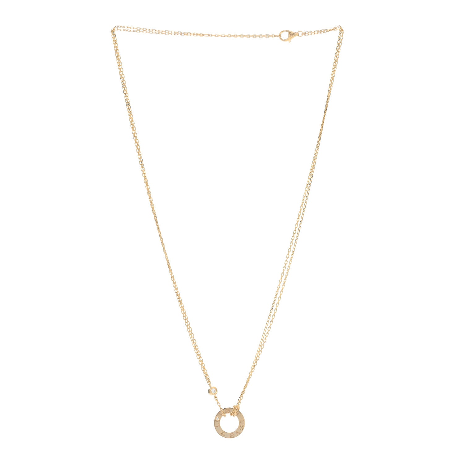 Cartier 18K Yellow Gold 2 Diamond LOVE Necklace 2 of 4