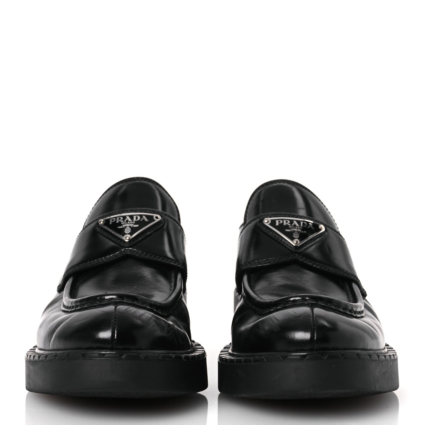 Spazzolato Metal Triangle Logo 50mm Loafers 38 Black