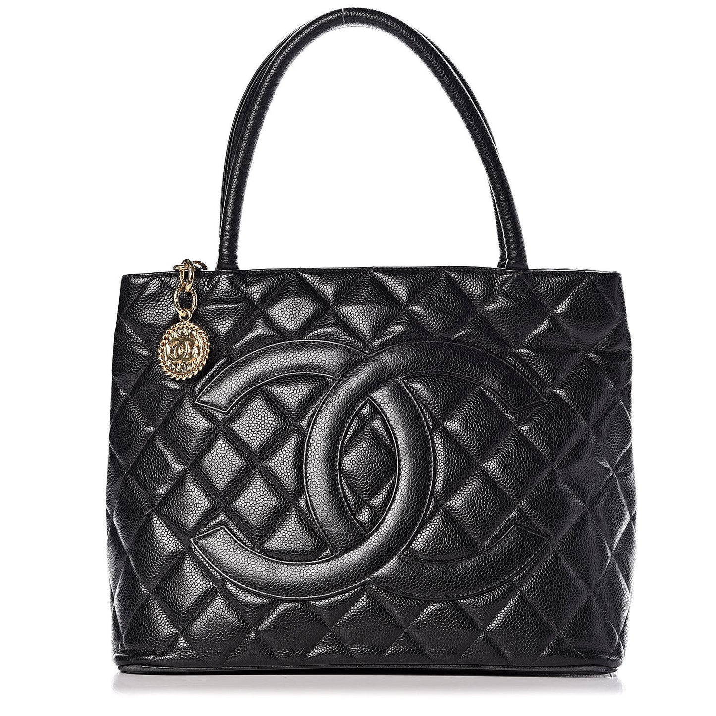 Caviar Quilted Medallion Tote Black