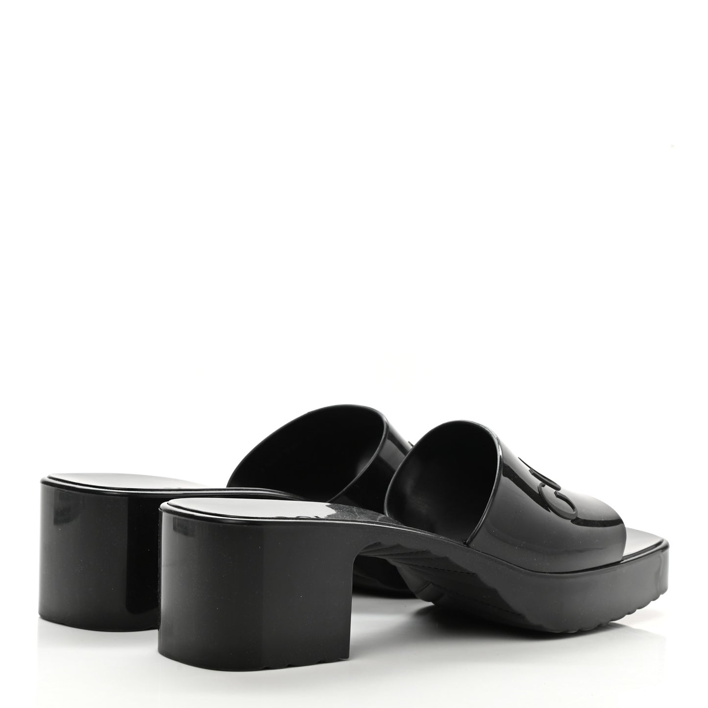 Rubber Gucci Logo Womens Platform 20/60mm Slide Sandals 39 Black