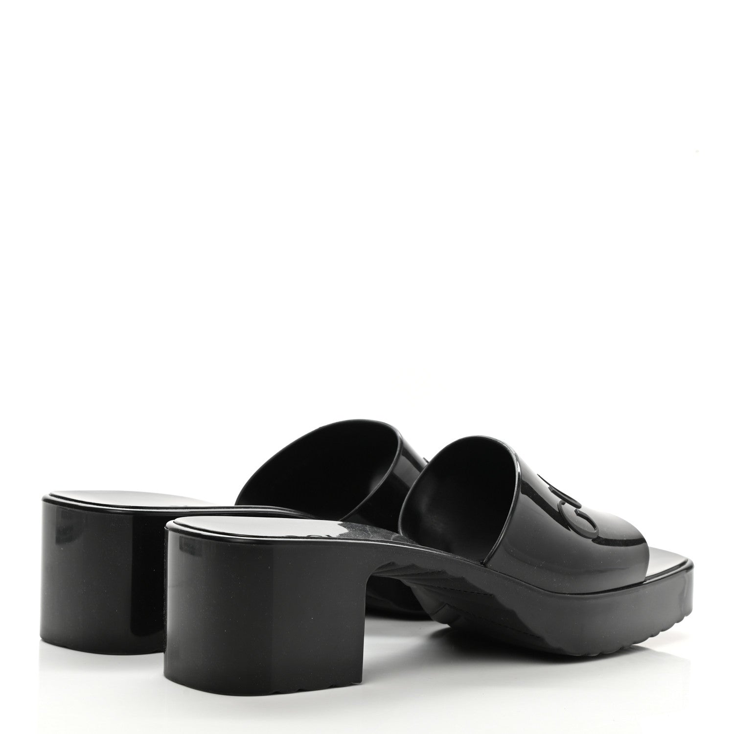 Gucci Rubber Gucci Logo Womens Platform 20/60mm Slide Sandals 39 Black 4 of 9